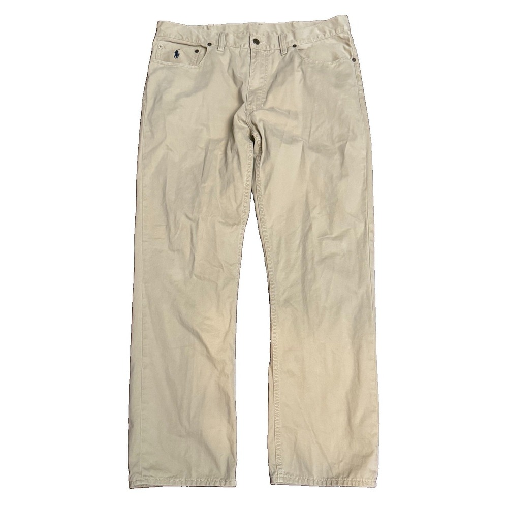 Polo Ralph Lauren 650 Straight Chino Pants Mens 36x30 Khaki Beige 5 Pocket